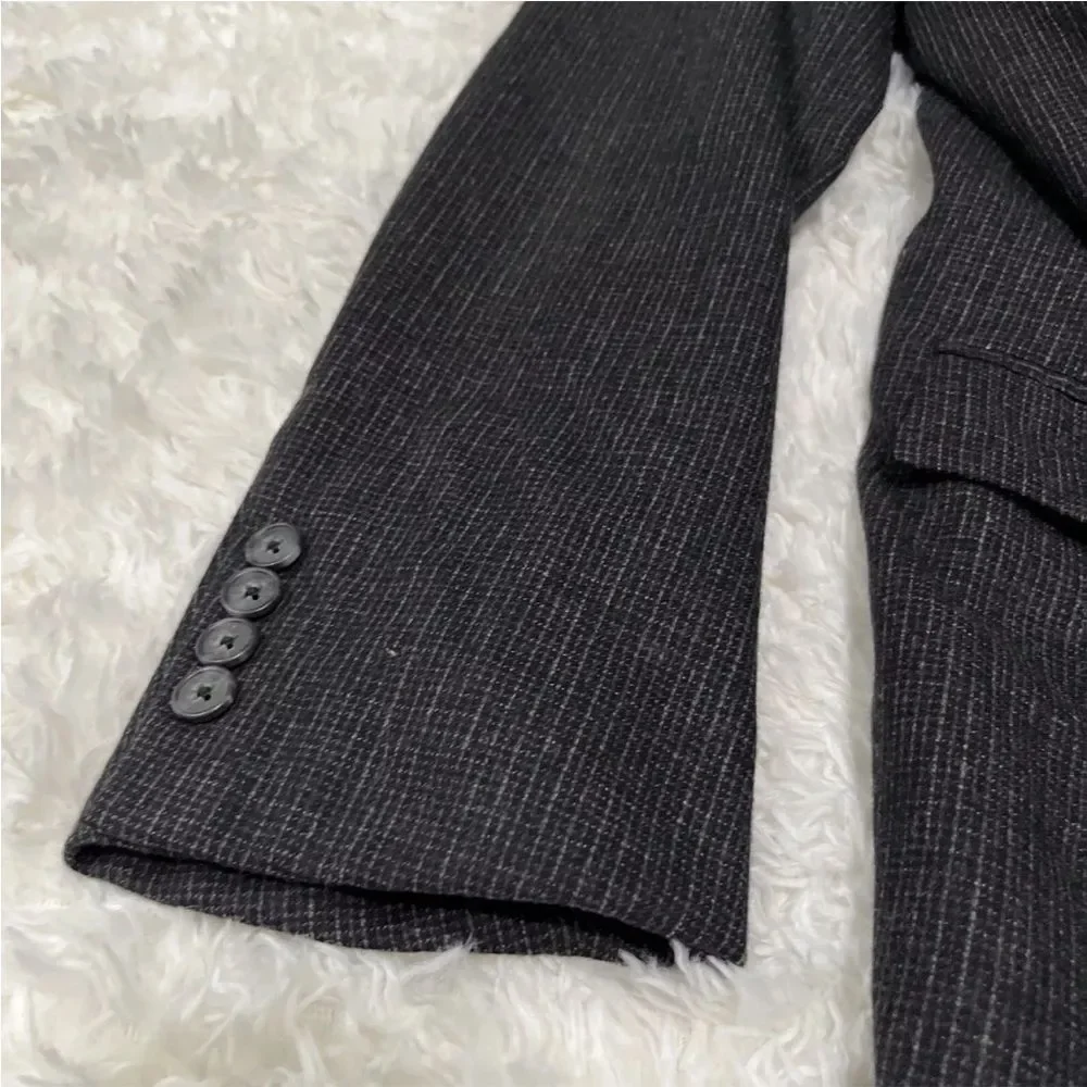 JOSEPH ABBOUD Blazer 44L Black Wool Suit Tattersall Single-Breasted Sport Coat